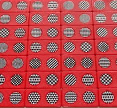 YOMENY Domino - černobílá grafika, červený kámen, 28 hracích kostek