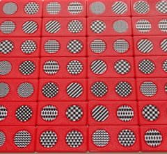 Domino - černobílá grafika, červený kámen, 28 hracích kostek