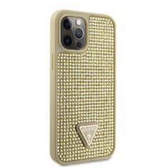 Guess Zadní kryt Rhinestones Triangle Metal Logo na iPhone 12 Pro Max zlatý