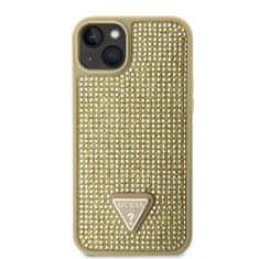 Guess Zadní kryt Rhinestones Triangle Metal Logo na iPhone 14 zlatý