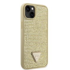 Guess Zadní kryt Rhinestones Triangle Metal Logo na iPhone 14 zlatý