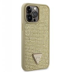 Guess Zadní kryt Rhinestones Triangle Metal Logo na iPhone 14 Pro Max zlatý