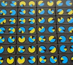 YOMENY Domino žlutomodrá grafika - černý kámen, 28 hracíc kostek