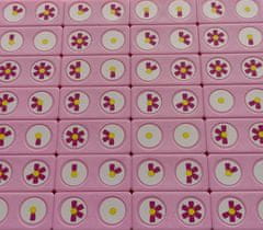 YOMENY Domino fialová kopretina - růžový kámen, 28 hracích kostek