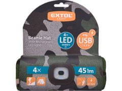 Extol Light Čepice s LED světlem 43464 čepice s čelovkou 4x45lm, USB nabíjení, maskovací, univerzální velikost
