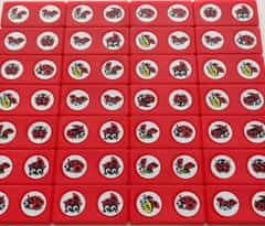 YOMENY Domino berušky - červený kámen, 28 hracích kostek