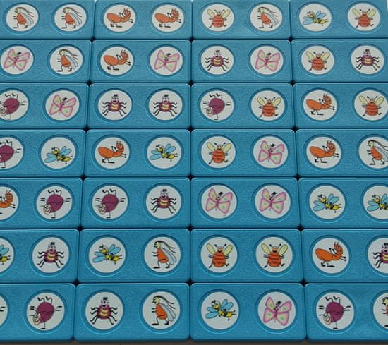 YOMENY Domino broučci - světle modrý kámen, 28 hracích kostek
