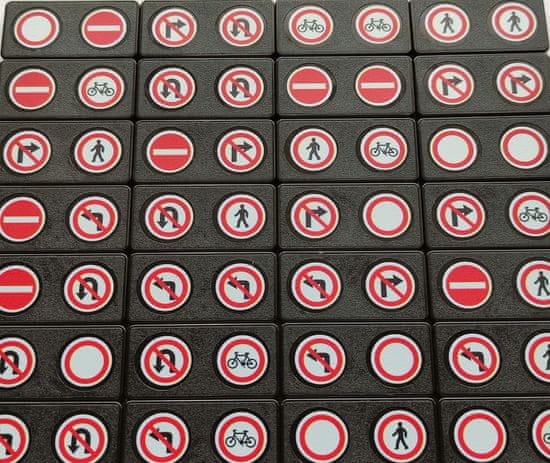 YOMENY Domino zákazové dopravní značky - černý kámen, 28 hracích kostek