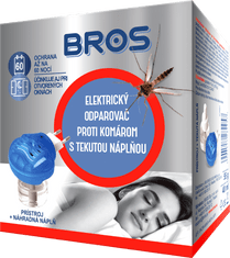 BROS 08295 Elektrický odpařovač proti komárům s tekutou náplní 60 nocí bez komárů