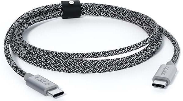 Levně EPICO 240W USB-C na USB-C opletený kabel 2m 9915141300019 - vesmírně šedá