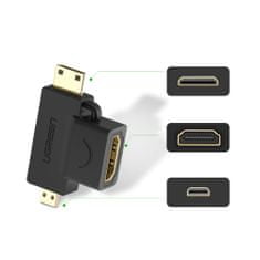 Ugreen adaptér HDMI typu A (samice) na mini HDMI (samec) / micro HDMI (samec) - Černá KP26494