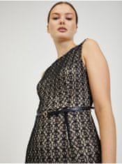 Orsay Béžovo-černé dámské pouzdrové šaty s páskem ORSAY XS