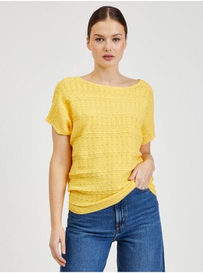 Orsay Žlutý dámský svetr s krátkým rukávem ORSAY