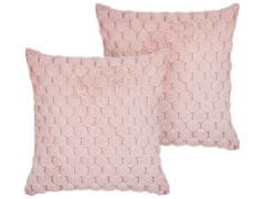 Beliani Sada 2 dekorativních polštářů 43 x 43 cm pastelově růžové PURSLANE