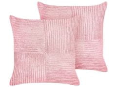 Beliani Sada 2 manšestrových polštářů 43 x 43 cm růžové MILLET