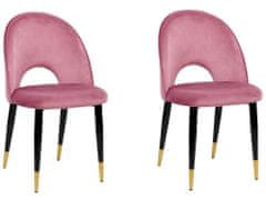 Beliani Sada 2 sametových jídelních židlí růžové MAGALIA
