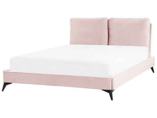 Beliani Sametová postel 140 x 200 cm růžová MELLE