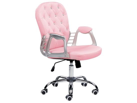 Beliani Otočná kancelářská židle z umělé kůže růžová PRINCESS