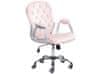 Otočná sametová kancelářská židle s křišťály růžová PRINCESS