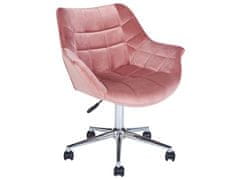 Beliani Sametová kancelářská židle růžová LABELLE
