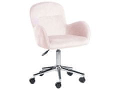 Beliani Sametová kancelářská židle světle růžová PRIDDY