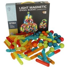 KIK Svítící magnetické kostky pro malé děti 102 kusů