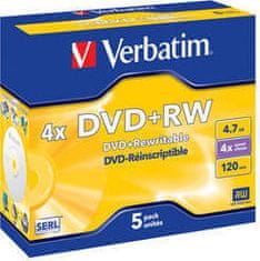 Verbatim DVD+RW (4x, 4,7GB),5ks/pack