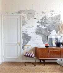 Vliesová fototapeta na zeď, Mapa Světa, ML3002, Mural Young Edition, Grandeco, 3,71 x 2,8 m