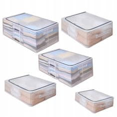 INNA Sada 5 úložných kontejnerů pod postelí v průhledné krabici transparentní