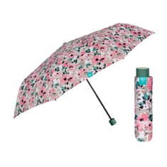 Perletti Dámský skládací deštník Peonie/růžový, 26304