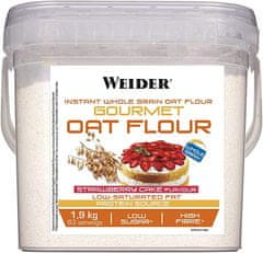 Weider Gourmet Oat Flour 1,9 kg, instantní celozrnná ovesná mouka, Jahodový koláč