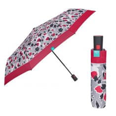Perletti Dámský skládací automatický deštník Floreale / červený lem, 26308