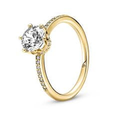 Pandora Blyštivý pozlacený prsten Třpytivá korunka Shine 168289C01 (Obvod 60 mm)