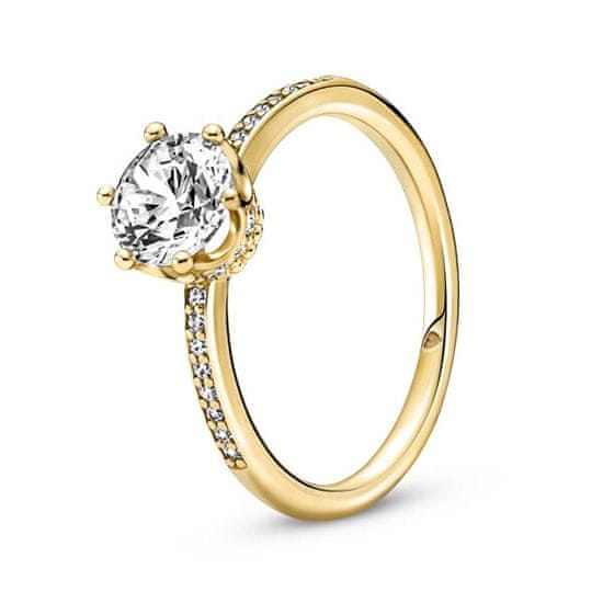 Pandora Blyštivý pozlacený prsten Třpytivá korunka Shine 168289C01