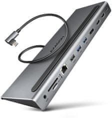 dokovací stanice HMC-4KX3 USB-C 5GBPS TRIPLE 4K DISPLAY 11IN1, kabel 40cm