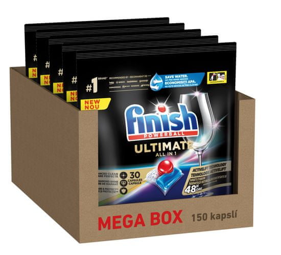 Finish Ultimate All in 1 - kapsle do myčky nádobí 150 ks Mega box