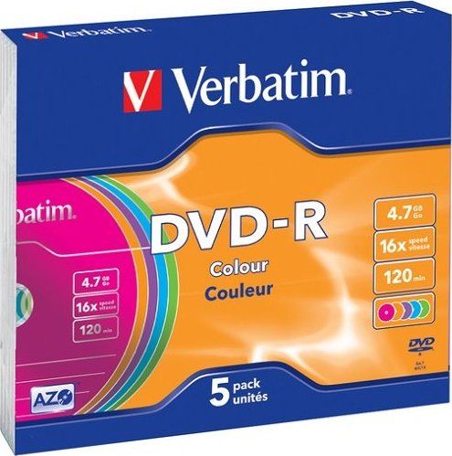 Verbatim DVD-R 4,7GB/ 16x/ slim colour/ 5pack