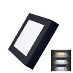 Solight LED mini panel CCT, přisazený, 12W, 900lm, 3000K, 4000K, 6000K, čtvercový, černá barva, WD171-B