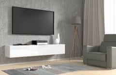 Homlando TV stolek BINGO 180 cm závěsná bílý mat / bílý lesk