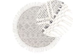 Beliani Kulatý vlněný koberec ø 140 cm šedý/krémově bílý BULDAN
