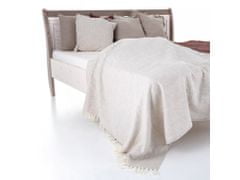 TomLinen Lněný přehoz na postel s třásněmi Warsa Oatmeal 140x170 cm