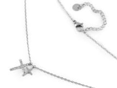 Kraftika 1ks crystal křížek náhrdelník z nerezové oceli s broušenými