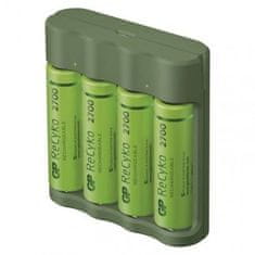 GP Nabíječka baterií Everyday B421 B52427U + 4× AA ReCyko 2700 + USB, zelená 1604842110