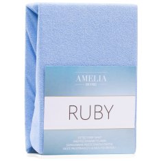 AmeliaHome Froté prostěradlo s gumou Ruby světlé modré, velikost 180-200x200+30