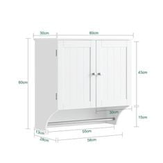SoBuy SoBuy BZR84-W Nástěnná skříňka Koupelnová skříňka Kuchyňská skříňka Lékárnička Koupelnový nábytek Bílá 60x60x30cm