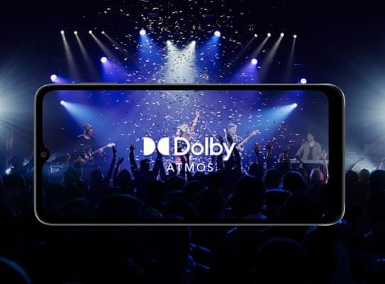 moderní mobilní dotykový telefon smartphone Motorola Moto E13 10W nabíjení 5000mah baterie dlouhá výdrž LTE připojení wifi Bluetooth Dual sim paměťová karta nfc 6,5palcový hd plus displej HD+ rozlišení 13 mpx fotoaparát ip52 google assistant přední kamera Dolby Atmos reproduktor s technologií Dolby Atmos výkonná GPS