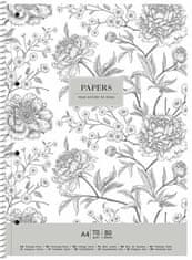SHKOLYARYK Spirálový sešit "Vintage flowers", mix motivů, linkovaný, A4+, 80 listů, A4-080-6700L