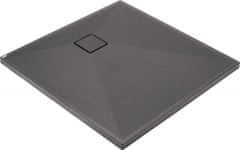 Deante Correo antracit metalic - granitová sprchová vanička, čtvercová, 90x90 cm (KQR_T41B)