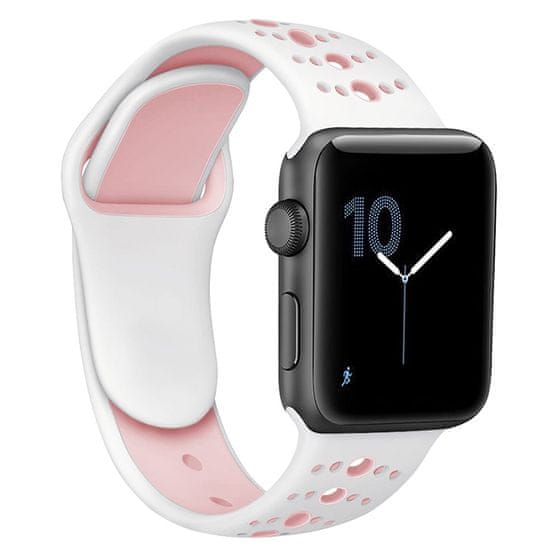 BStrap Silicone Sport řemínek na Apple Watch 38/40/41mm, White Pink