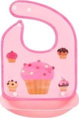 BOCIOLAND BocioLand Silikonový bryndáček s kapsičkou Muffin, ružový